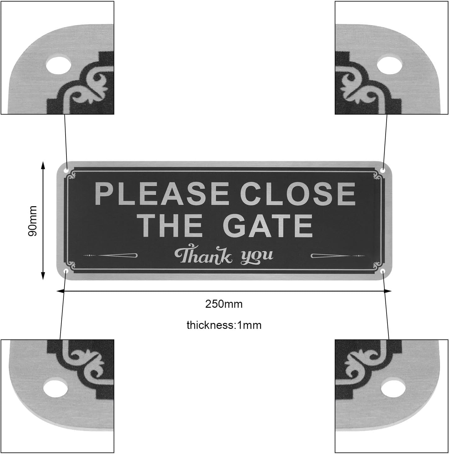 Emagtech 2Pcs Please Close the Gate Signs Hanging Signs Aluminum Signs 250Mmx90Mmx1Mm for Indoor Outdoor Environments Front Rear Doors image number 1