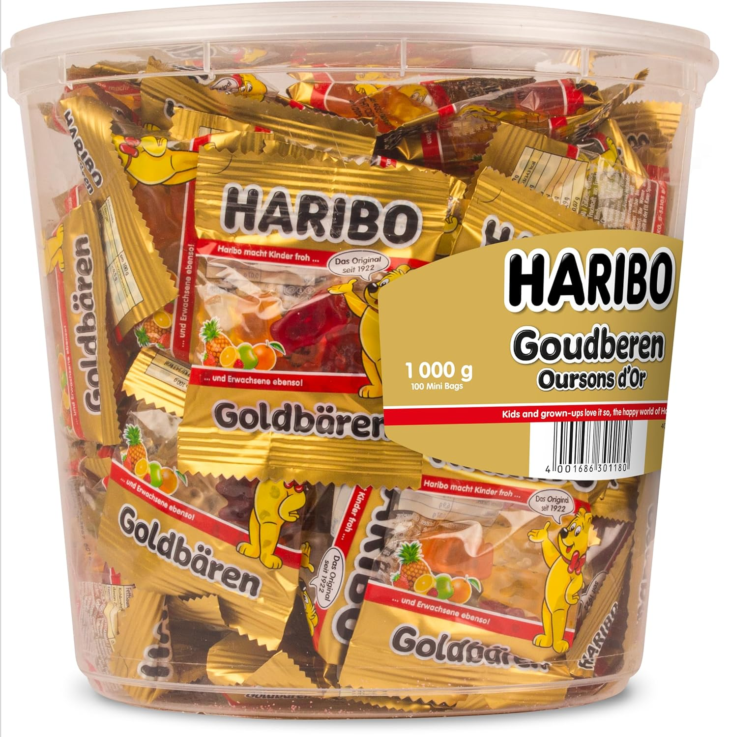HARIBO Gold Bears Gummy Candy, 980 G | Pineapple, Strawberry, Lemon, Orange, Raspberry image number 1