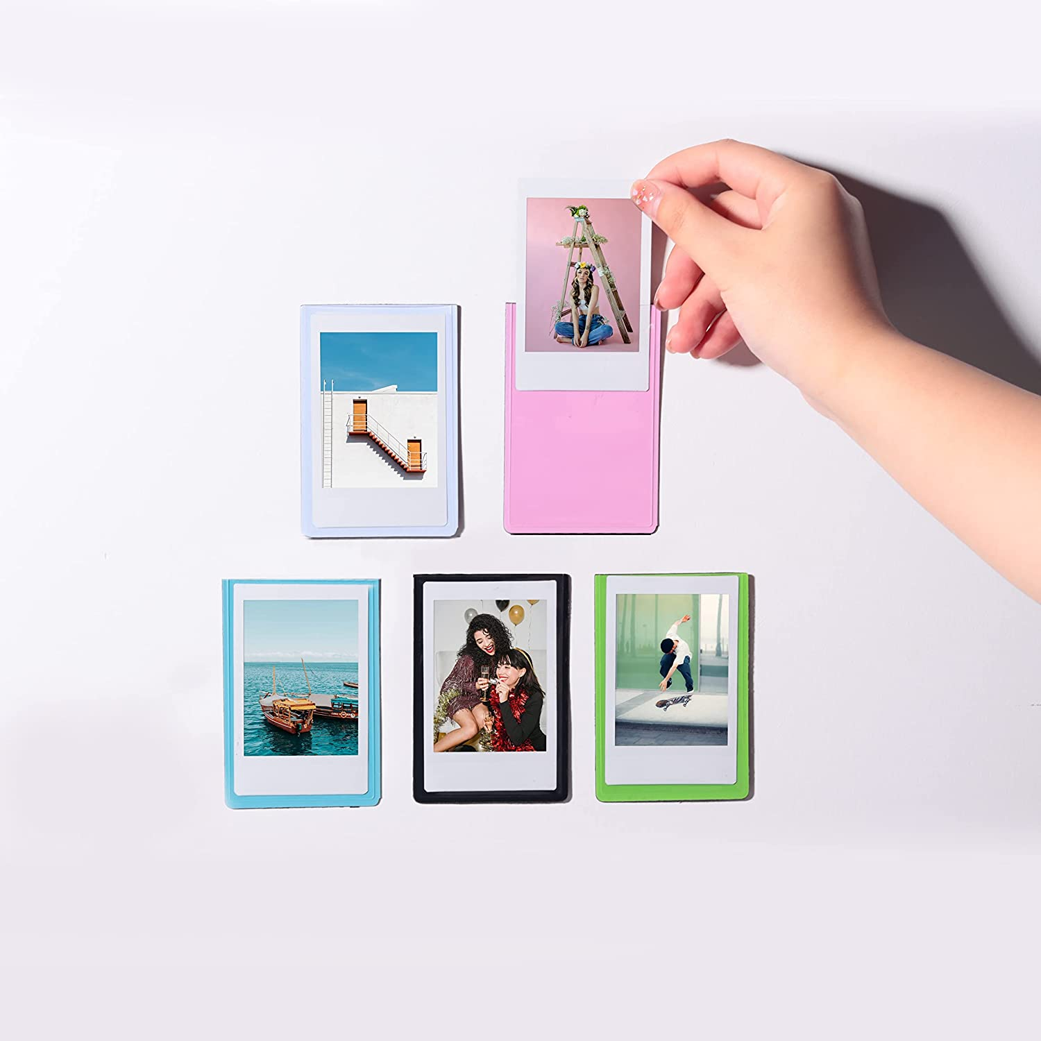 Magnetic Photo Frame for Instax Mini Film Pictures- Fridge Magnet Film Sleeve- Set of 5 Colours image number 3