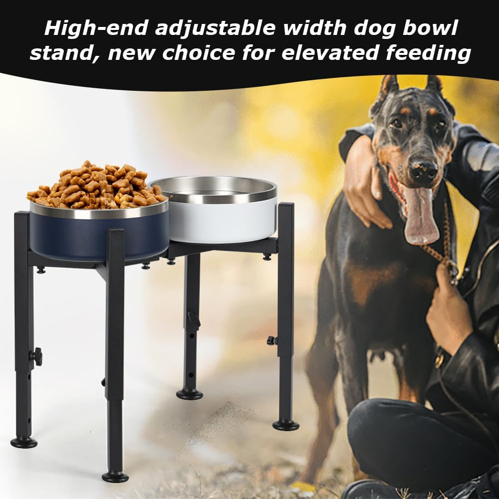 Adjustable Pet Food Bowl Stand, Portable Dog Bowl Stand, Adjustable Wide 7-10.5", Elevated Pet Bowl Holder, Pet Raised Water Feeder, Bowl Holder Suitable for Medium Large Animals (Black) image number 5