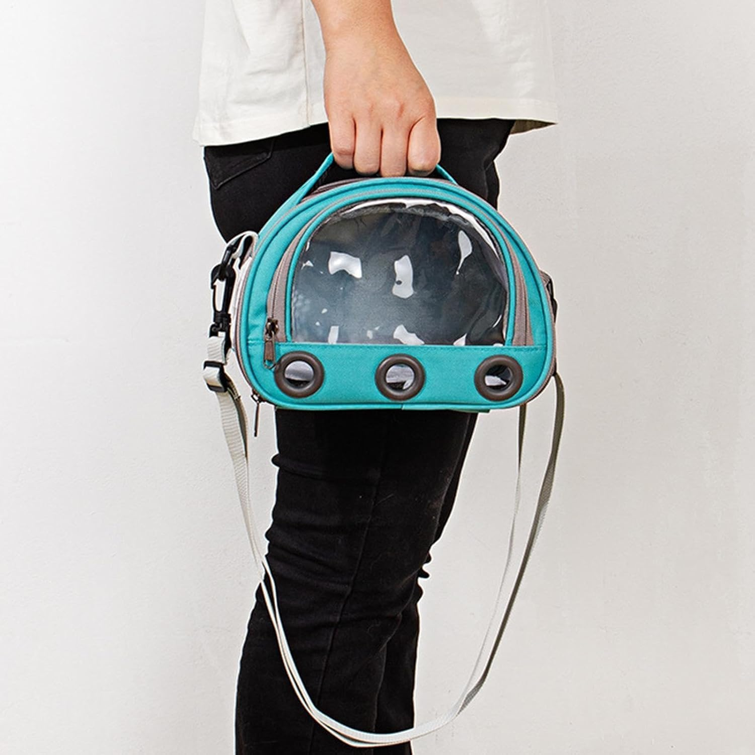 Hamster Travel Carrier Bag Guinea Pig Carrier Bag Travel Small Animals Chinchilla Outgoing Carrier Cage Carrying Shoulder Bag, Pink, S (Blue,Small) image number 3