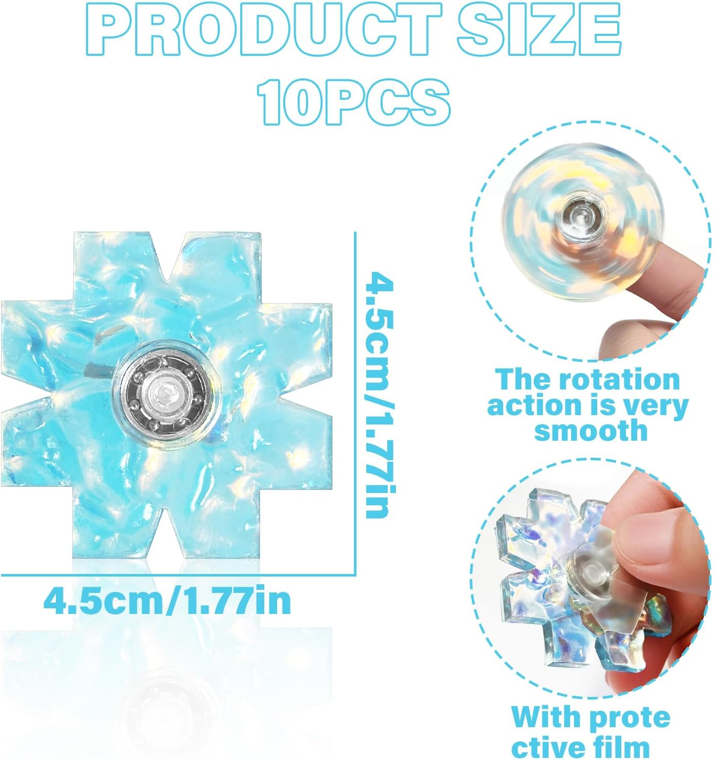 Plastic Fidget Spinners, 10 PCS Mini Fidget Toys for Party Gift, Classroom Reward, Goodie Bag Stuffers (Assorted Styles) image number 5