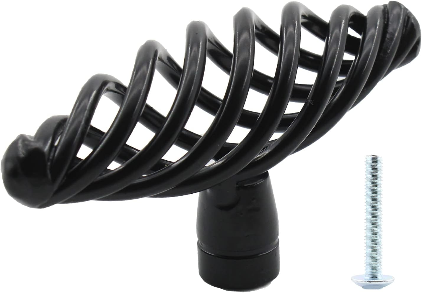 6 Pack Cabinet Knobs, Birdcage Nest Twist Handle Pull Cupboard Dresser Drawer Closet Wardrobe Bookcase Hardware for Kitchen Bathroom Bedroom with Screws (Single Hole 75Mm/2.95", Black) image number 2
