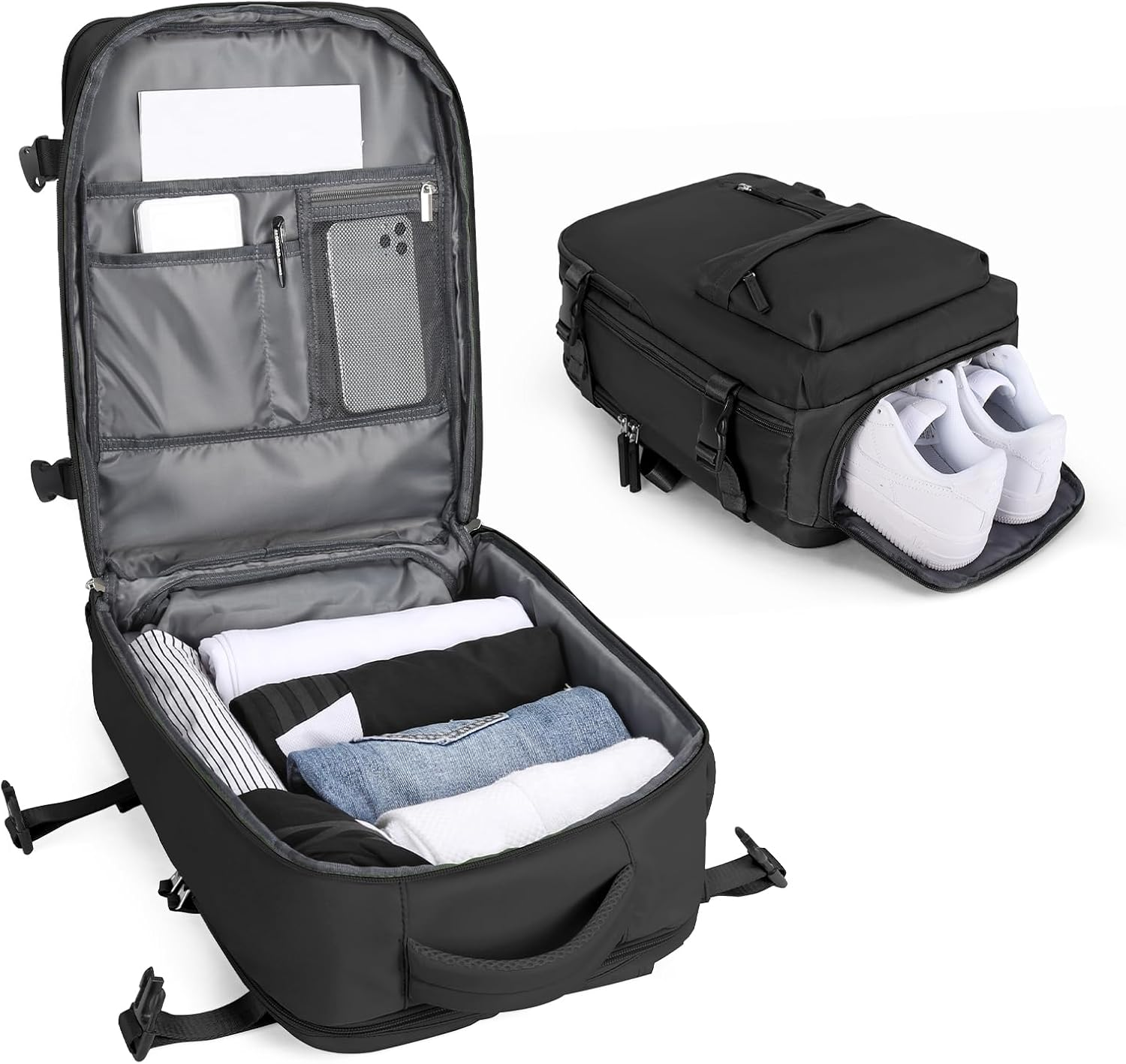 Lendolk Large Travel Backpack Women, Carry on Backpack Men,Hiking Backpack Waterproof Outdoor Sports Rucksack Casual Daypack School Bag Fit 14 Inch Laptop with USB Charging Port Shoes Compartment