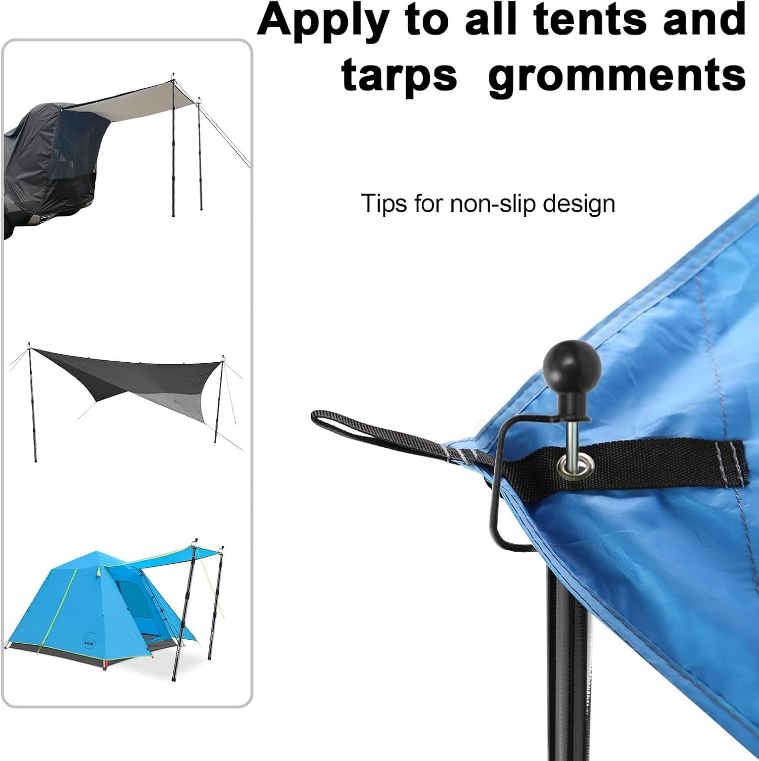 KOMCLUB Telescoping Tarp Poles,Adjustable Tent Poles for Tarp,Heavy-Duty Design,Portable & Lightweight Fiberglass Tent Poles for Shelter,Camping, Awning, 4 Sections Adjustable to 98.51 In(2Set of 4 image number 4