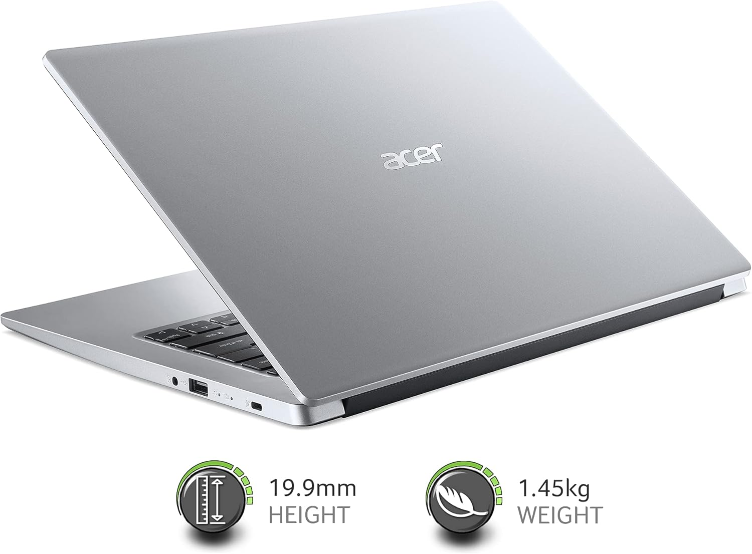 Acer Aspire 1 A114-33 14 Inch Laptop - (Intel Celeron N4500, 4GB, 64GB, Full HD Display, Microsoft Office 365, Windows 11 in S Mode, Silver) image number 1