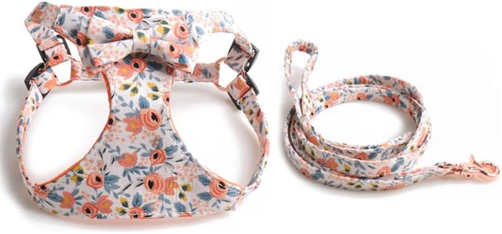No Pull Floral Pattern Dog Harness- Lightweight and Soft Dog Harness, Adjustable Small Dog Harness and Leash Set, with Dog Leash, Suitable for Puppy (Style 1, Large) image number 4