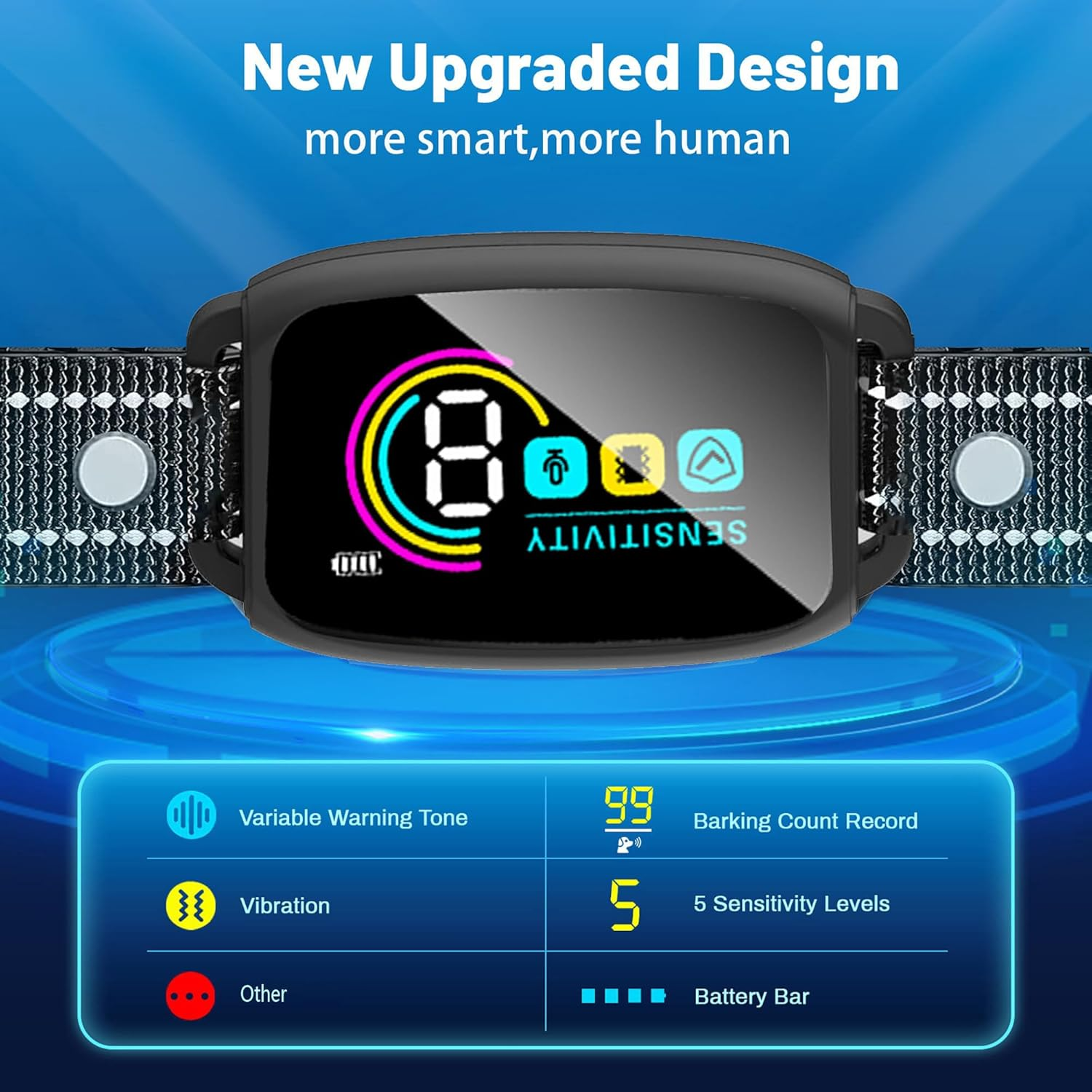 Koeay Bark Collar for Dogs, Rechargeable Smart Dog Barking Collar, anti Bark Collar, Vibration & Beep Modes, 8 Sensitivity Adjustable, IP67 Waterproof, Dog Training Collar for Small, Medium, Large Dog image number 5