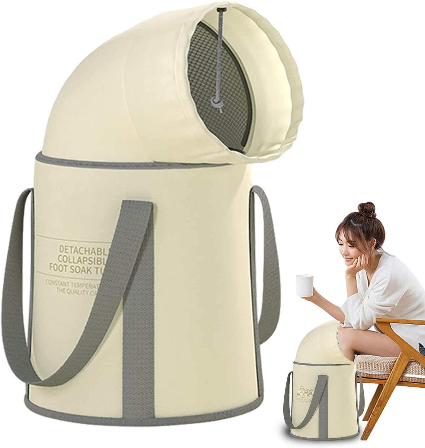 Foot Soaking Bucket,Foldable Foot Bath Basin - Foot Bucket Foot Wash Basin Bag Foot Tub with Handle, Portable Foot Soak for Camping, Laundry, Travel Hotplus image number 1