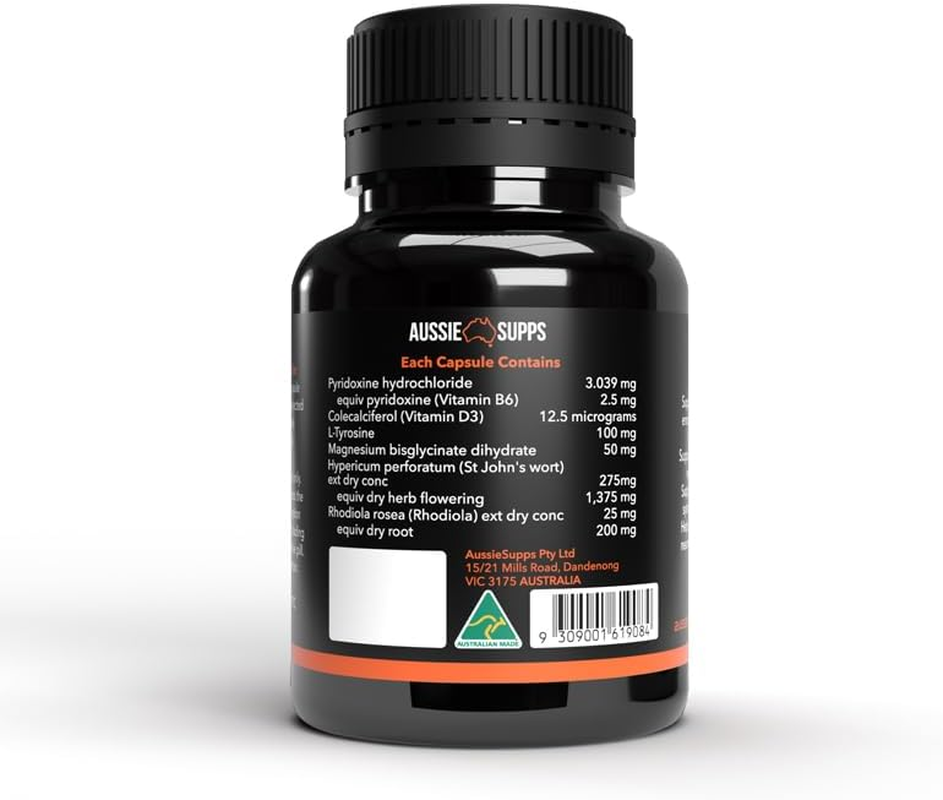 Mood Balance &ndash; Supports Positive Energy, Emotional Wellbeing, and Mental Clarity with St. John&rsquo;S Wort, Rhodiola, Tyrosine, Magnesium Bisglycinate, Vitamin B6 and Vitamin D3 (60 Capsules) image number 4