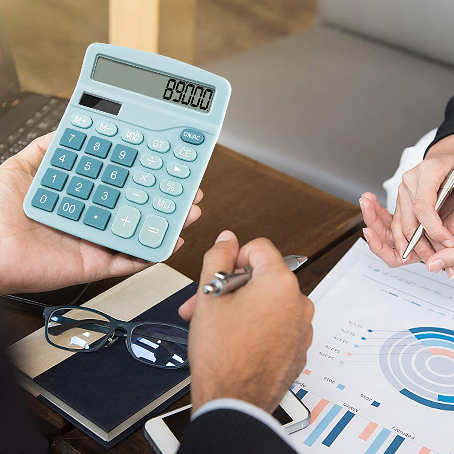 Dual Power Basic Desk Calculator (Blue) - Blue image number 6