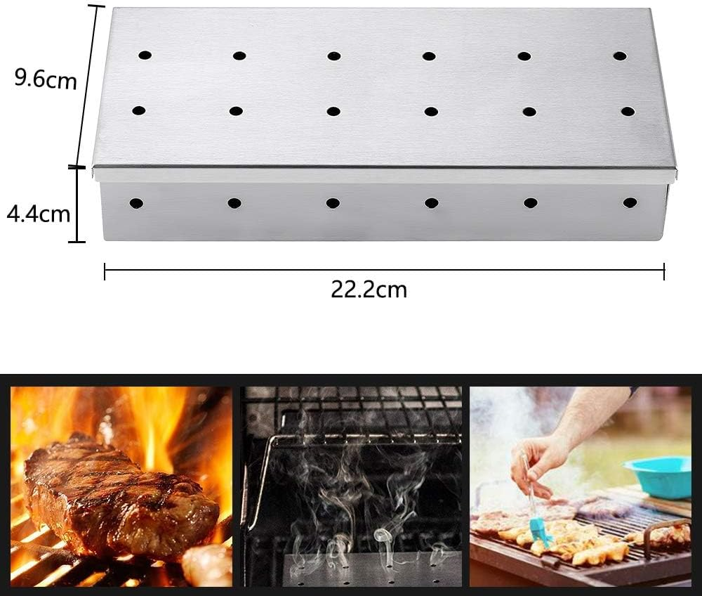 Smoker Box for Wood Chips,Pellet Smoker Tube,Stainless Steel Smoke Box for Cold or Hot Smoking,Add Smoked BBQ Flavor,Hinged Lid,Warp Free Grill Accessories,Use a Gas or Charcoal BBQ Grill image number 5