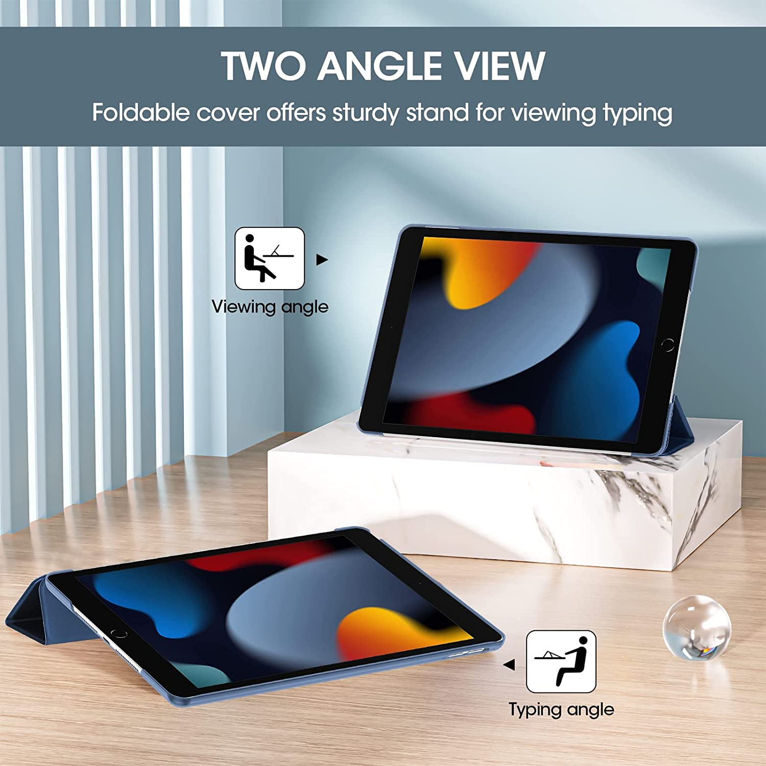 Procase Ipad 10.2 Case 9Th Gen 2021/ Ipad 8Th Gen 2020/ 7Th Gen 2019, Slim Stand Hard Back Shell Protective Smart Cover Case for 10.2 Inch Ipad 9/8/7 -Darkblue - Antiquemoss image number 4