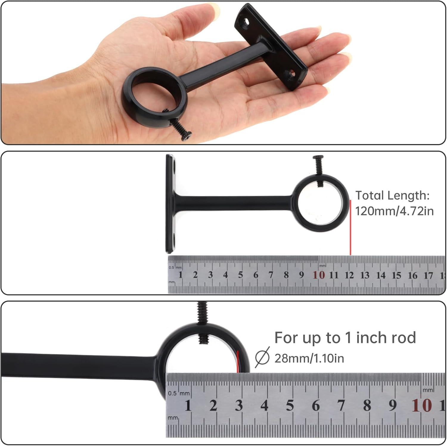 Ceiling-Mount Curtain Rod Brackets, Heavy Duty Ceiling and Wall Curtain Rod Holder for 1 Inch Drape Pole (White (Set of 2)) image number 6