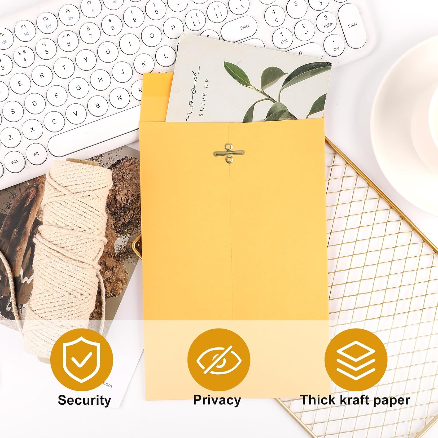 10Pcs Heavy Duty Clasp Mailing Envelopes 6X9 Inches, Large Kraft Catalog Envelope Thick Manila Envelopes with Clasp Closure for Office Business School Home image number 6