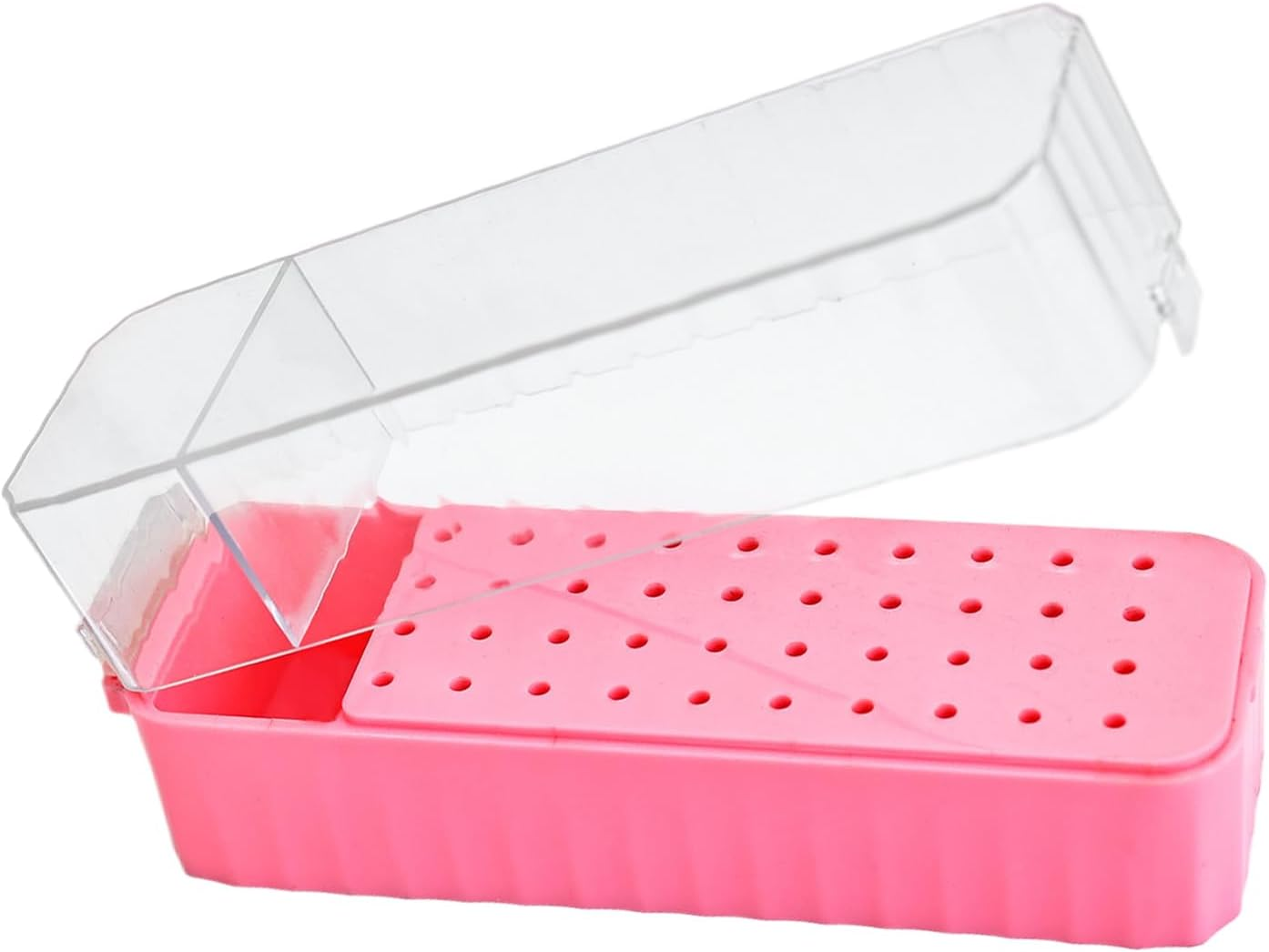 Nail Drill Bits Holder | 40-Hole Nail Tool Holder | Transparent Lid Grinding Tips Display Box Dustproof for Pedicure Prep Salon Workstation Art Detailing Youth Girl image number 3