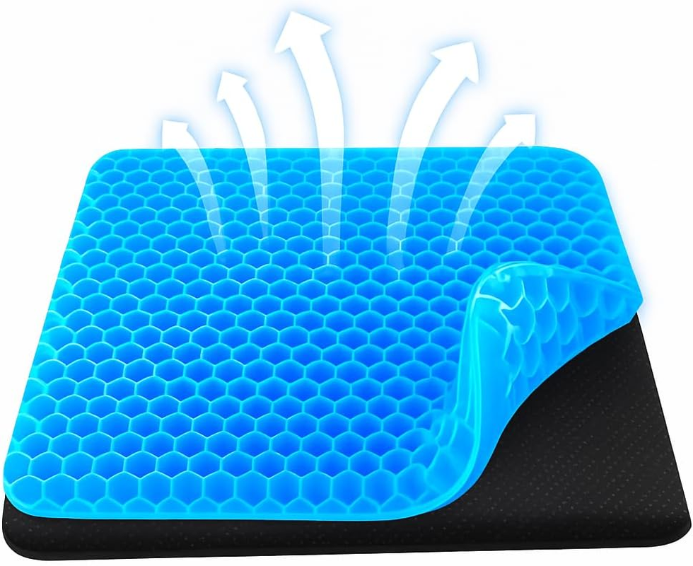 Gel Seat Cushion for Office Chair & Car &ndash; Extra Thick Honeycomb Design, Pressure Relief & Breathable Comfort, Non-Slip Cover &ndash; Tailbone & Back Support Pad for Home, Work, Travel