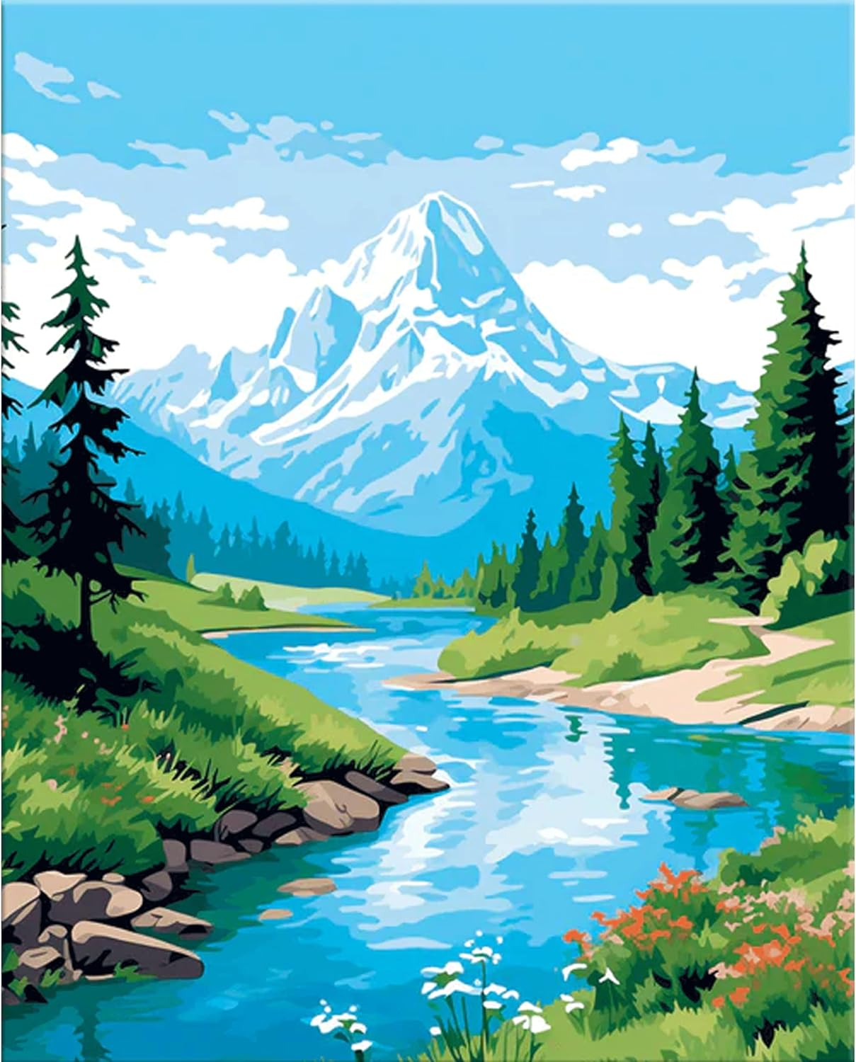 Ycydilirab Mountain Paint by Numbers for Adults - Landscape, 16X20Inch, Acrylic Canvas, Non-Foldable