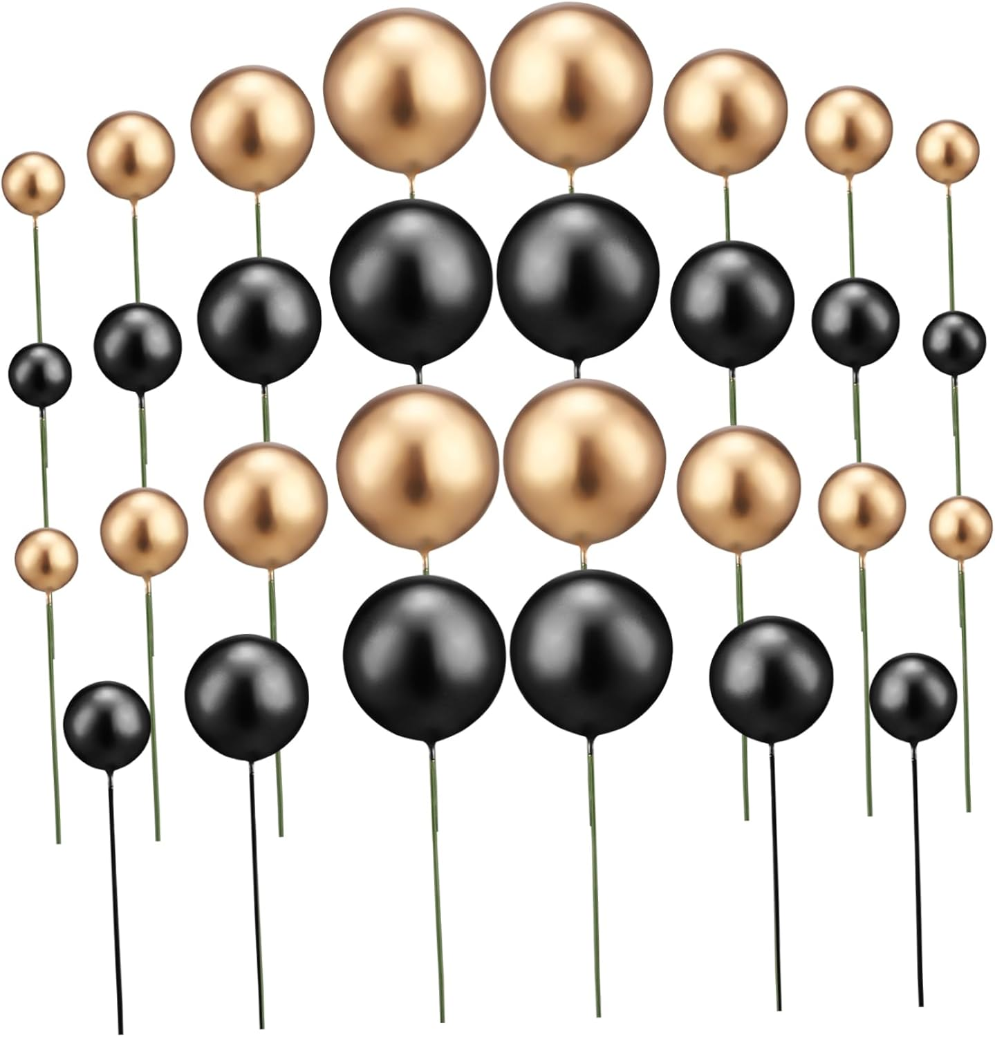 Jojofuny 30Pcs Gold and Silver Ball Cake Picks Cake Topper Balls Birthday Toppers Picks Birthday Party Supplies Dessert Party Decorations image number 5