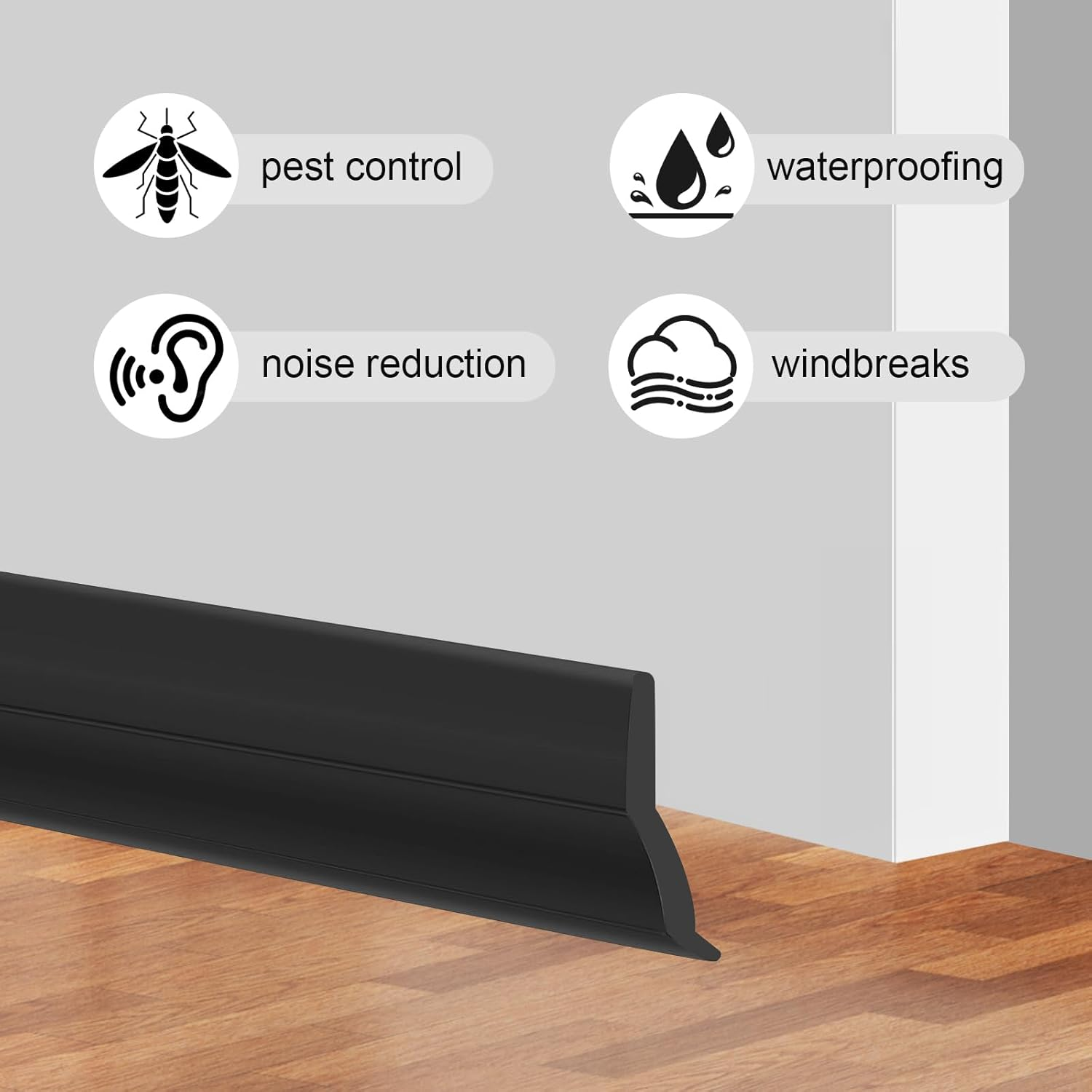 10FT Garage Door Seal Top and Sides Seal Strip, Rubber Weather Stripping Replacement, Weatherproofing Garage Door Seals with Adhesive Backed image number 2