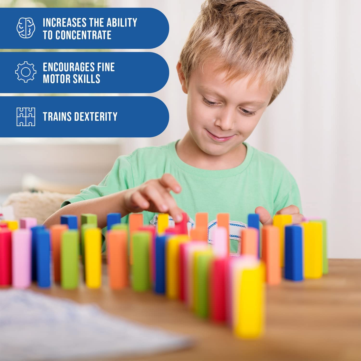 Calmado - Dominoes, 1000 Pcs Dominoes Set, Games/Toy Made from Wood, Family Games Domino Grand Edition Set + Bag+ Instruction Manual + Accessories image number 3