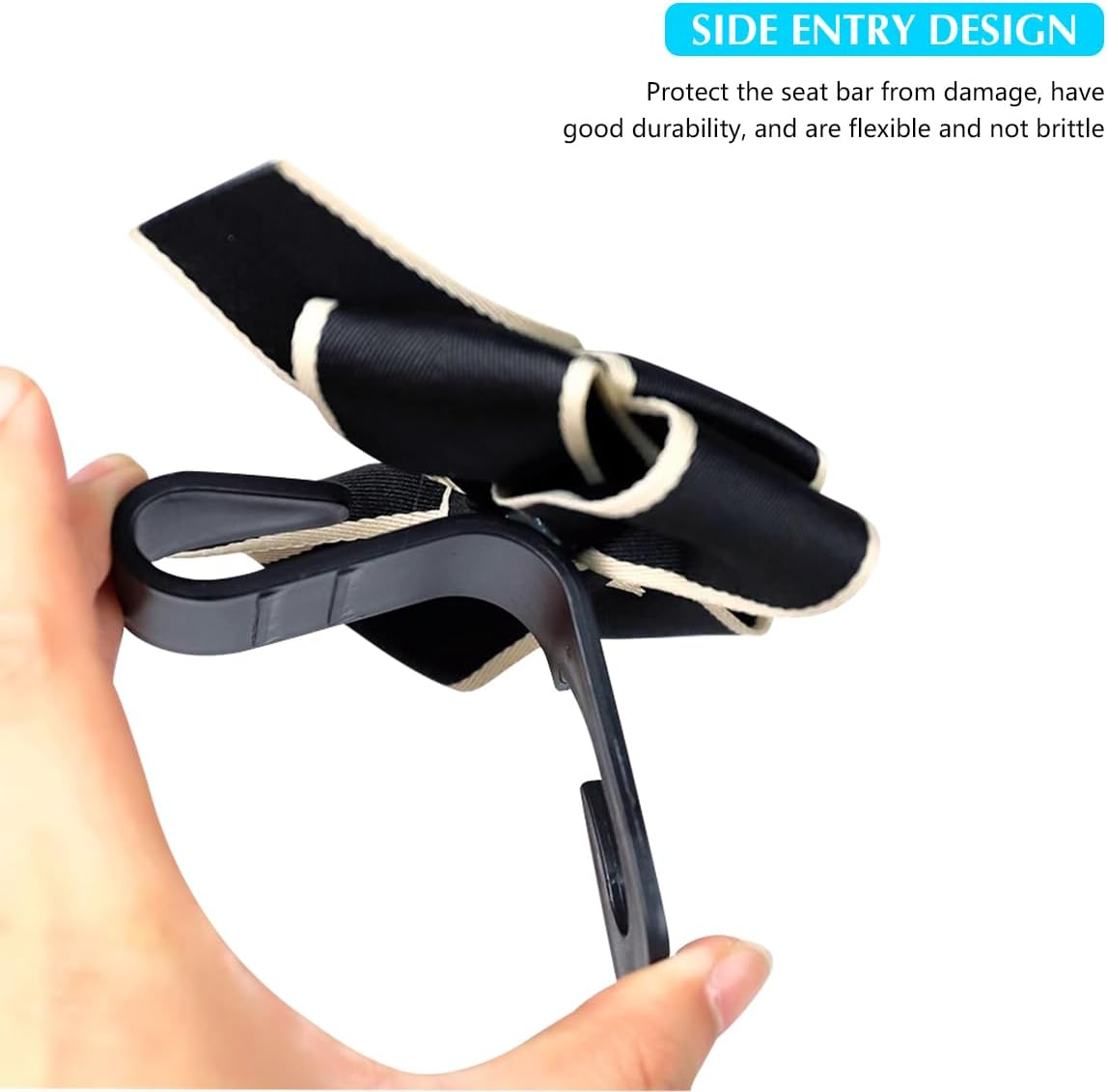 Mandark 2PCS Car Seat Headrest Hooks, Cute Bow Vehicle Hooks for Purses and Bags, Automotive Purse Hook Hanger Interior Decoration Accessories, Universal for SUV, Sedan, Truck (Black Line) - Black/Polka Dot image number 6