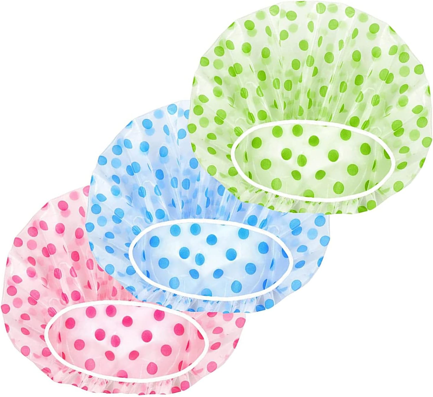 Shower Caps for Women Men Reusable Shower Hat Bath Caps with Elastic Band Waterproof Bath Cap Shower Caps for Women Long Hair (3 PCS) image number 2
