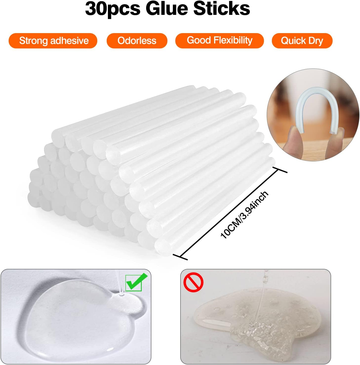 Hot Glue Gun with 30 Glue Sticks, Fast Preheating Hot Melt Gun, Mini Glue Gun Kit for Kids DIY School Craft Projects and Quick Home Repairs, 20W White image number 5