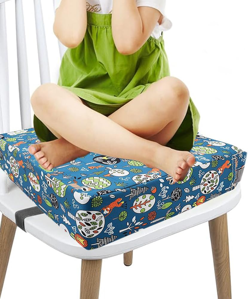 Toddler Booster Seat for Dining Table, Booster Seat for Table with Non-Slip Bottom and Straps, Washable Portable Thick Chair Increasing Cushion for Kids (Style A) image number 2