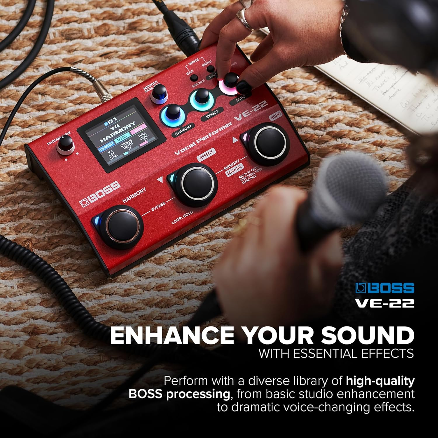 BOSS VE-22 Vocal Performer | Advanced Multi-Effects Processor for Singers | Powerful Harmony & Doubling Functions | Auto Pitch Correction | Ideal for Stage Performance, Recording, Livestreaming & More image number 4