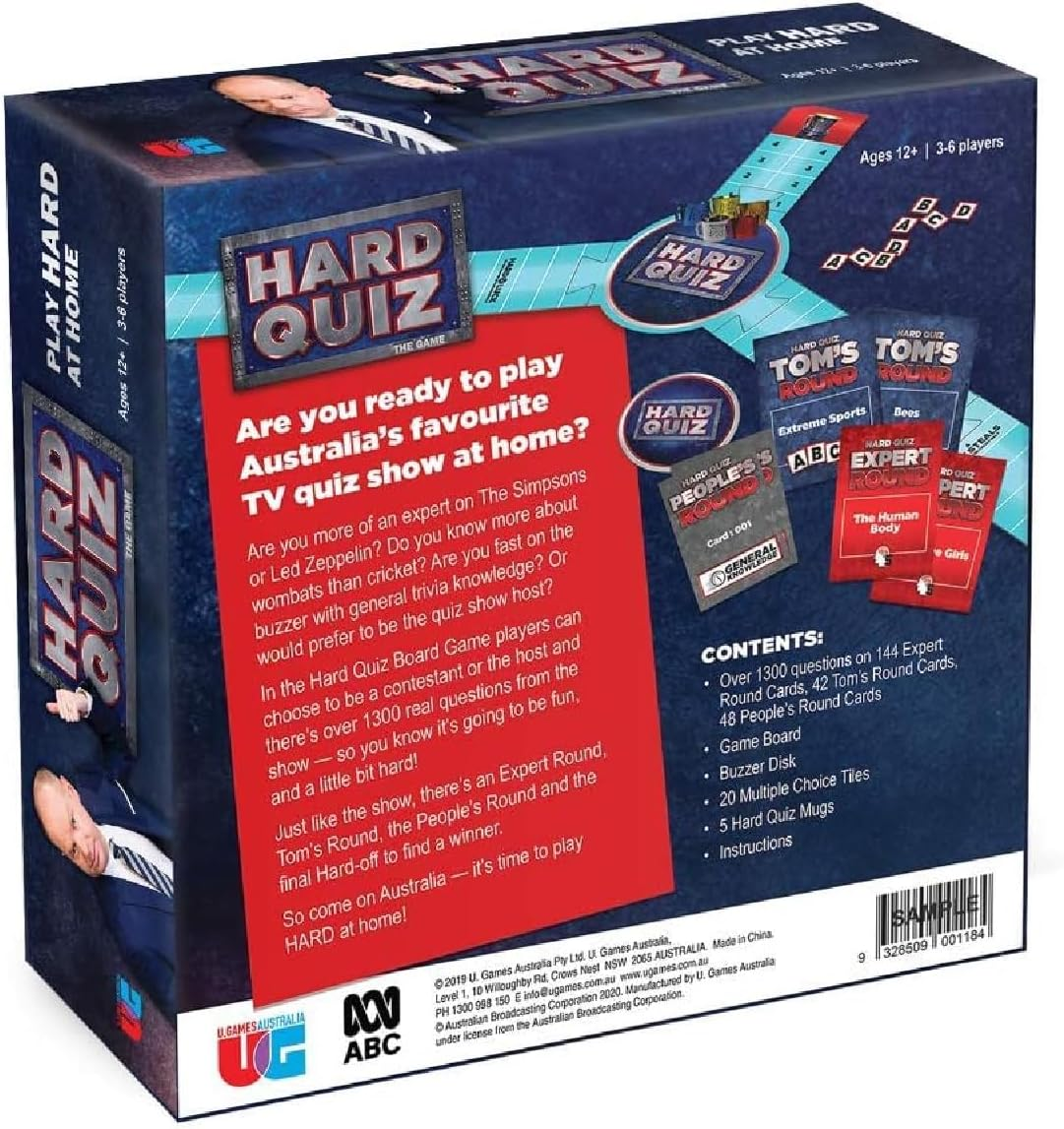 University Games Hard Quiz Board Game, Official TV Show Trivia Game, 1300+ Questions, Play as Contestant or Host, Fun for Family & Friends, Ages 13+, Ultimate Aussie Quiz Challenge