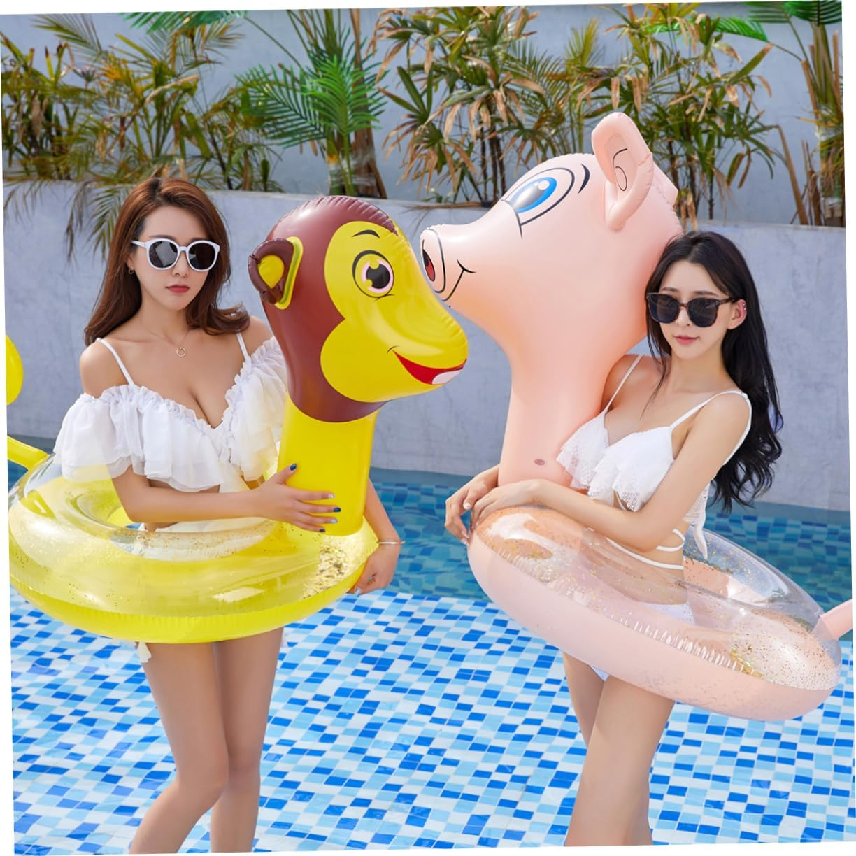 Toyvian PVC Swim Ring for Adults Thickened Sequins Inflatable Water Playing Ring for Summer Pool Party image number 3
