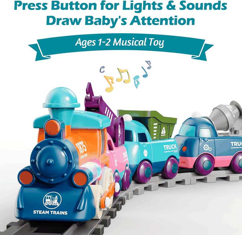 Train Set for Toddlers, Magnetic Train Toys for Toddlers 3+, 4Pcs Trucks Toy Train for Boys and Girls, Birthday Christmas Toy Gifts for 3 4 5 6 7 8 Years Old image number 2
