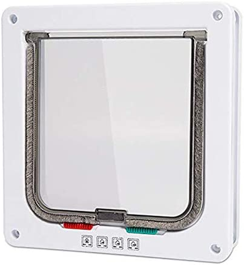 Dog Cat Flap Door with 4 Way Security Lock Flap Door for Dog Cats Kitten ABS Plastic Small Pet Gate Door Kit Cat Dogs Flap Doors (White) image number 3