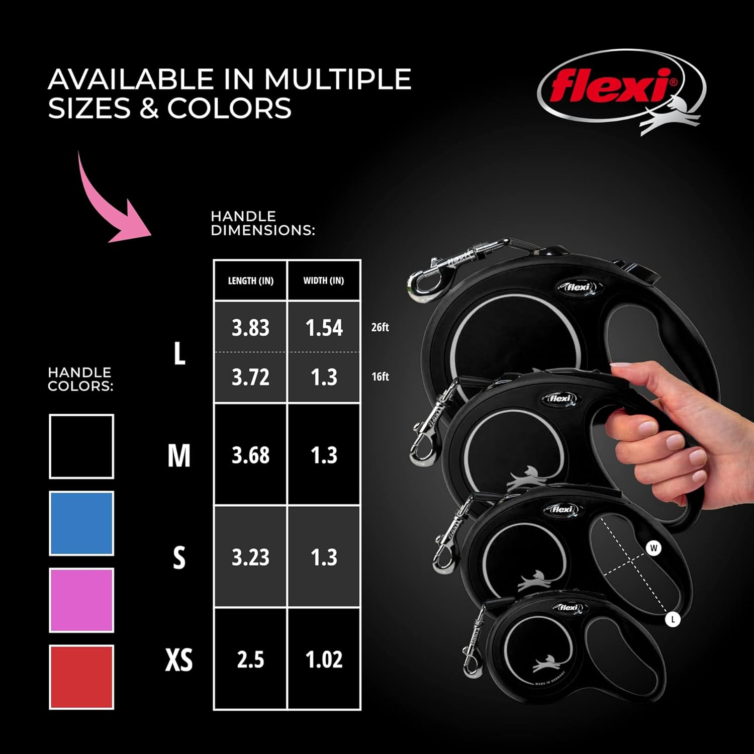 FLEXI New Classic Cord Retractable Dog Leash for Small Dogs up to 18 Lbs. &ndash; 10 Ft., Black | Tangle-Free Pet Walking Leash with One-Handed Brake, Pause, Lock|German Quality Product image number 4