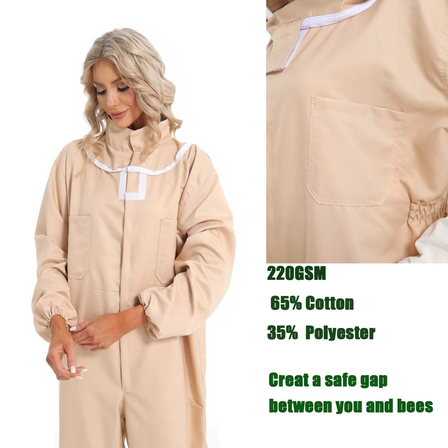 ANDES Jacket with Sheepskin Gloves & Ventilated Veil Protect Hood &Protection Professional Beekeeper Suit Outfit Total Apply to Men and Women Professional and Beginner (XL) image number 6
