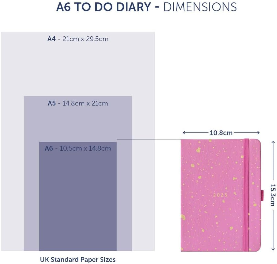 Busy B 2025 Diary A6 Weekly Planner with To-Do Lists & Notes Pages &ndash; Compact Fuchsia Faux Journal - Week-To-View Layout, 3 Pockets & Year Planner image number 1