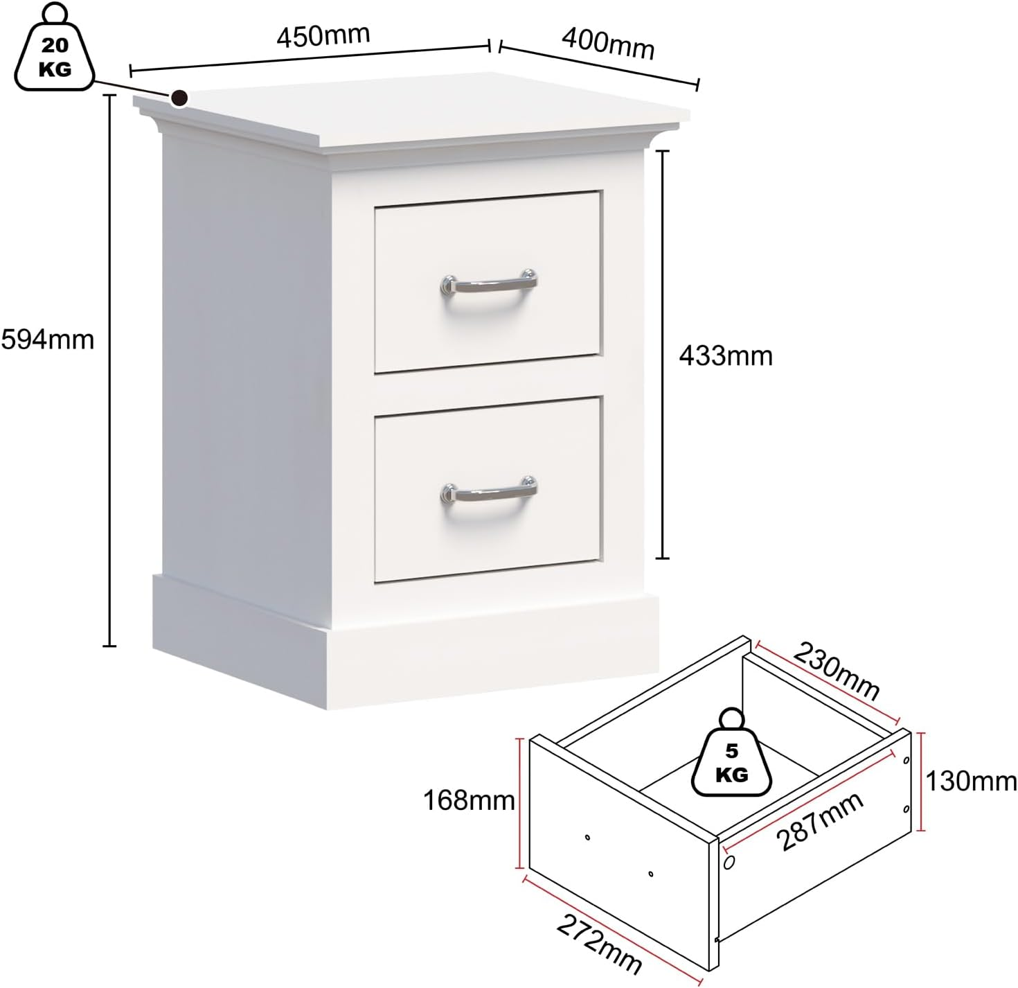 Merryluk White End Table with Dresser, Storage Sofa Side Table, Large Nightstand with Storage for Living Room, Bedroom image number 2