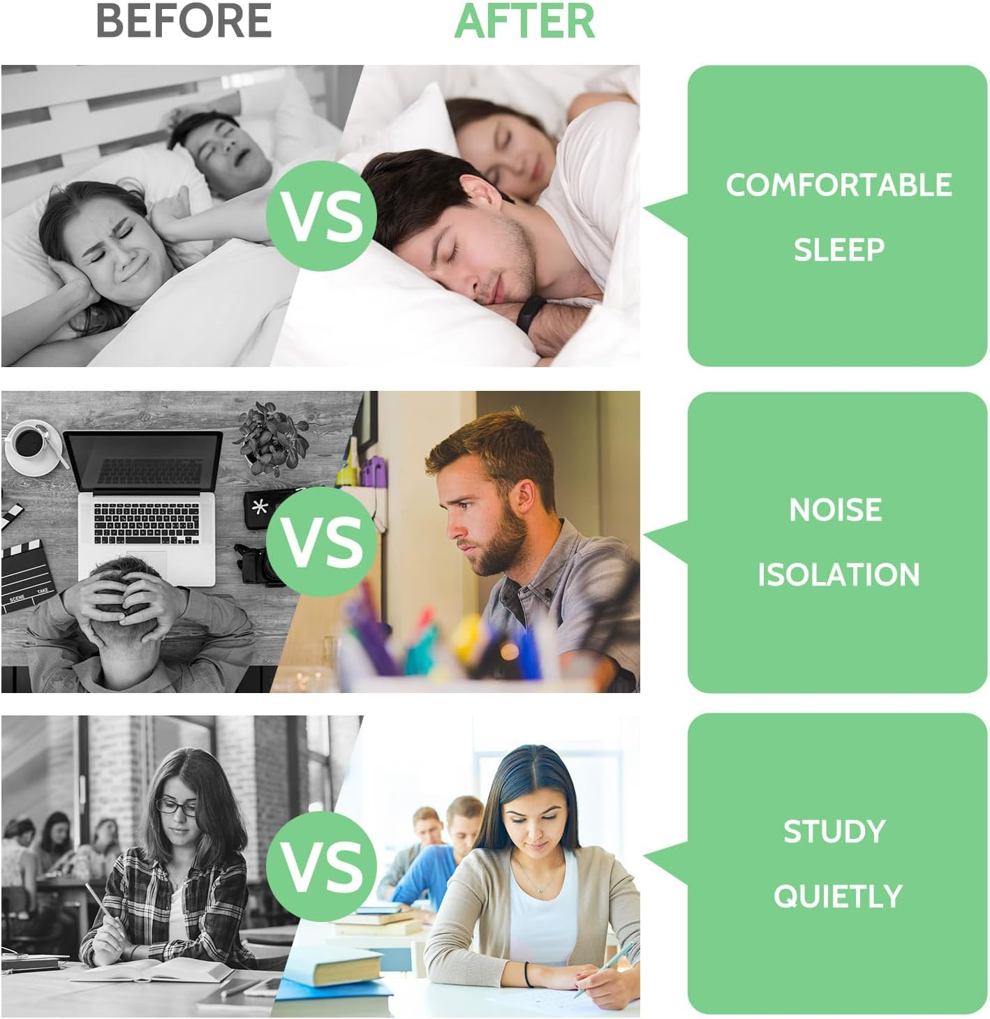 Lysian Earplugs Sleep Earplugs Noise Cancelling Ear Plug for Hearing Protection Snoring Sound Blocking 30Db Highest NRR 60 Pairs with 1 Pair Reusable Earplug image number 2