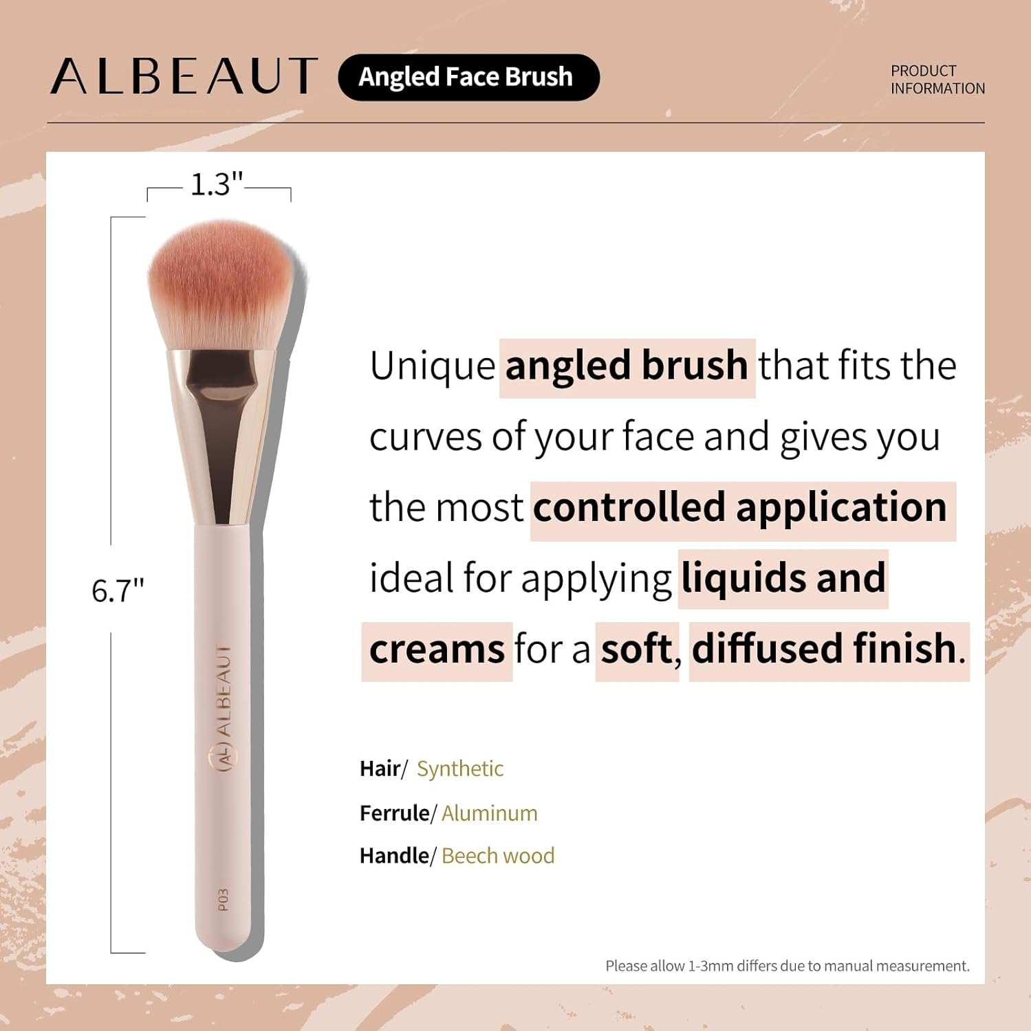 Face Brush for Blush, Bronzer, and Contour Highlighter Makeup Brush Set for Flawless Face Makeup Application - Vegan & Cruelty-Free (Face Brush + Blender) image number 6