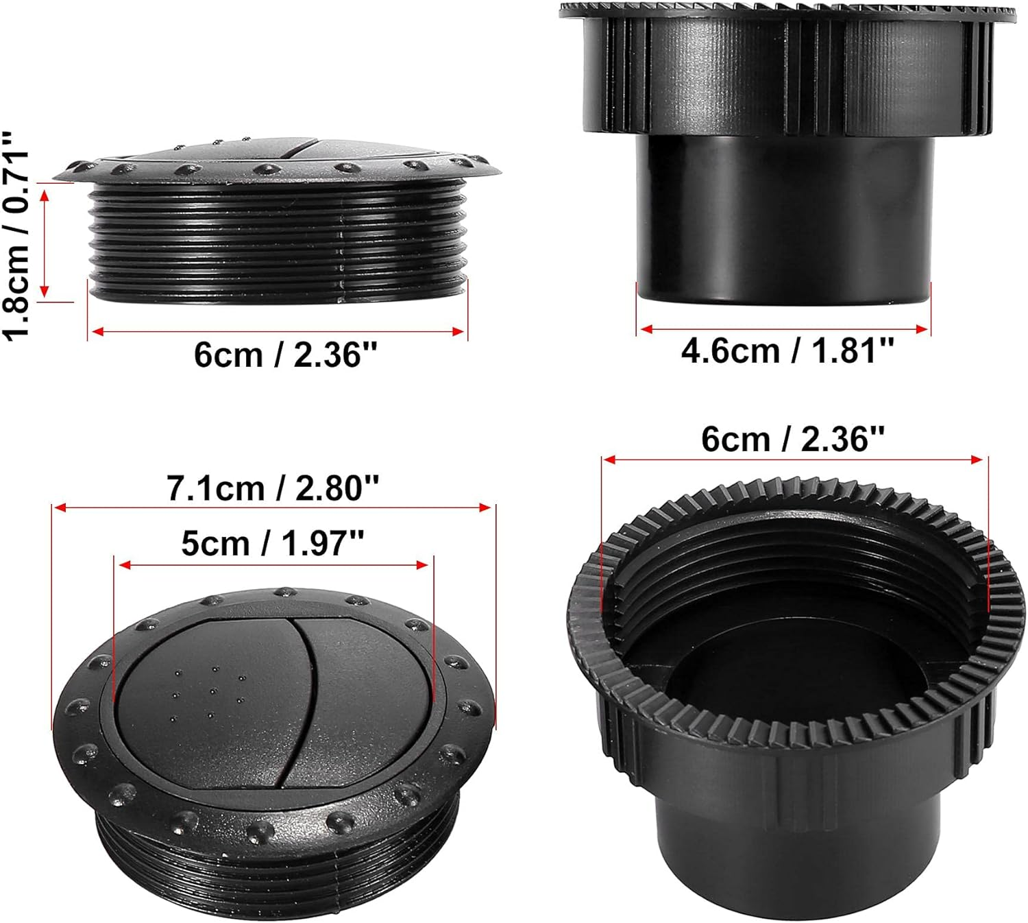 X AUTOHAUX 4Pcs round AC Air Outlet Vent Louvered Dashboard Electroplate Knob for RV Bus Boat Yacht Caravan 60Mm image number 1