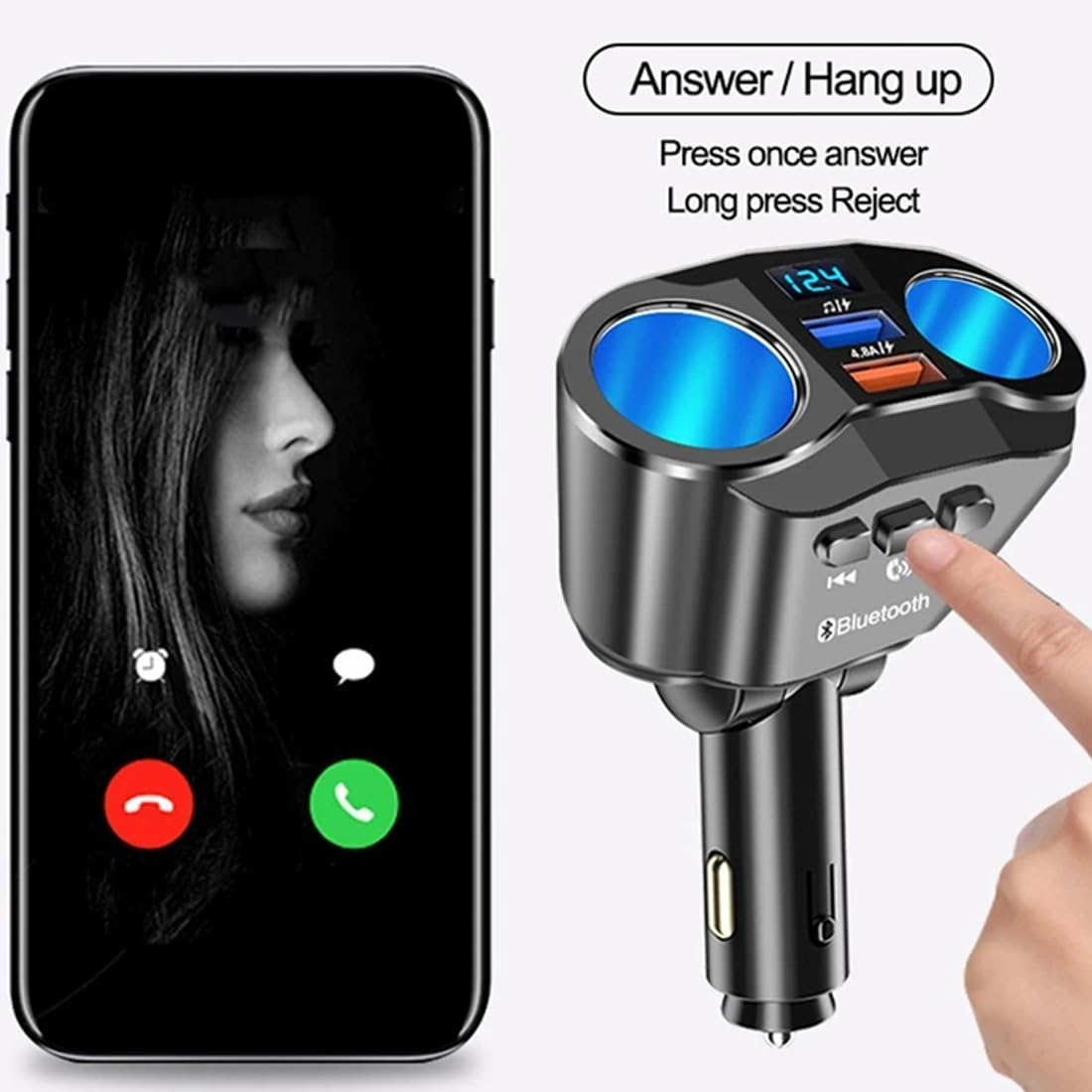 Polarlander FM Transmitter Modulator Bluetooth Handfree Car MP3 Player Radio Adapter Dual USB Cigarette Lighter for Cellphone Tablet