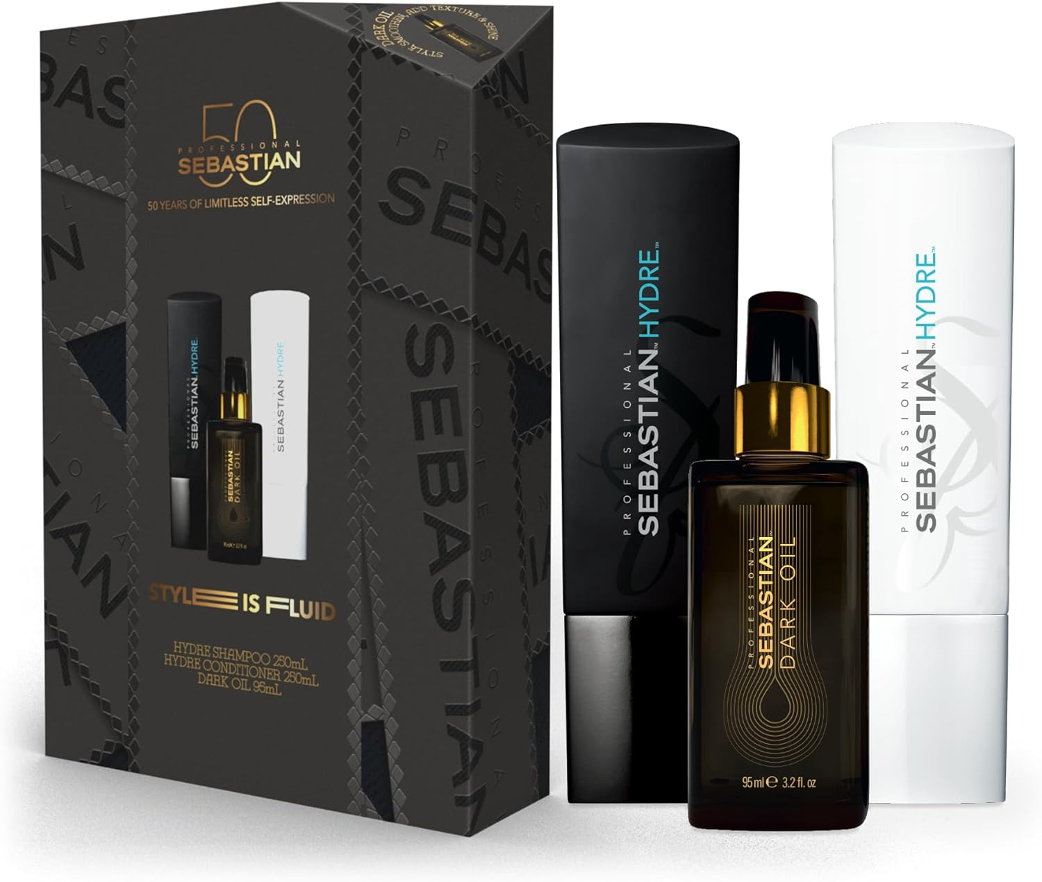Sebastian Professional Trio Set - Hydre Shampoo 250Ml, Hydre Conditioner 250Ml, Dark Oil 95Ml - Limited Edition image number 1