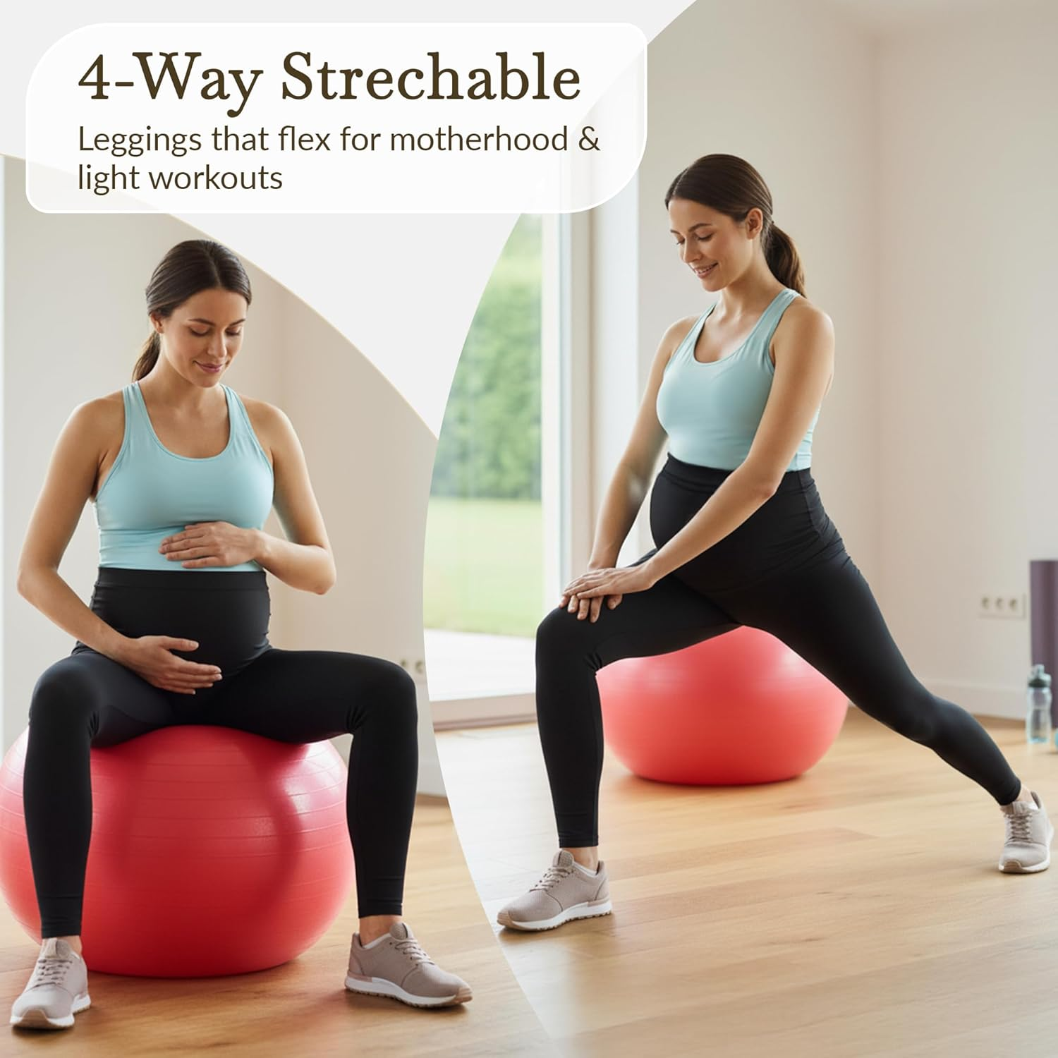 Maternity Leggings for Women - Anti-Chafing Pregnancy Tights for Women for Belly Support - Maternity Lounge Wear for New Moms image number 3