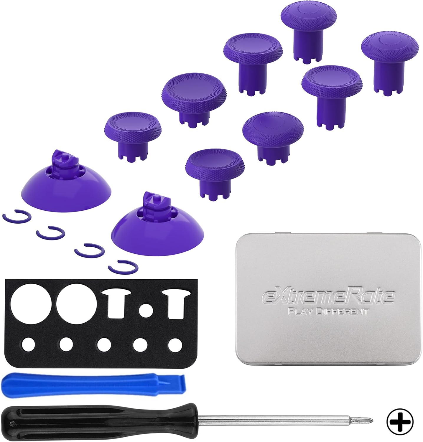Extremerate Thumbsgear V3 Interchangeable Thumbsticks for Xbox Core Controller, 4 Height Adjustable Convex and Concave Grip Joysticks for Xbox One S/X/Elite, for Nintendo Switch Pro Controller -Purple image number 3