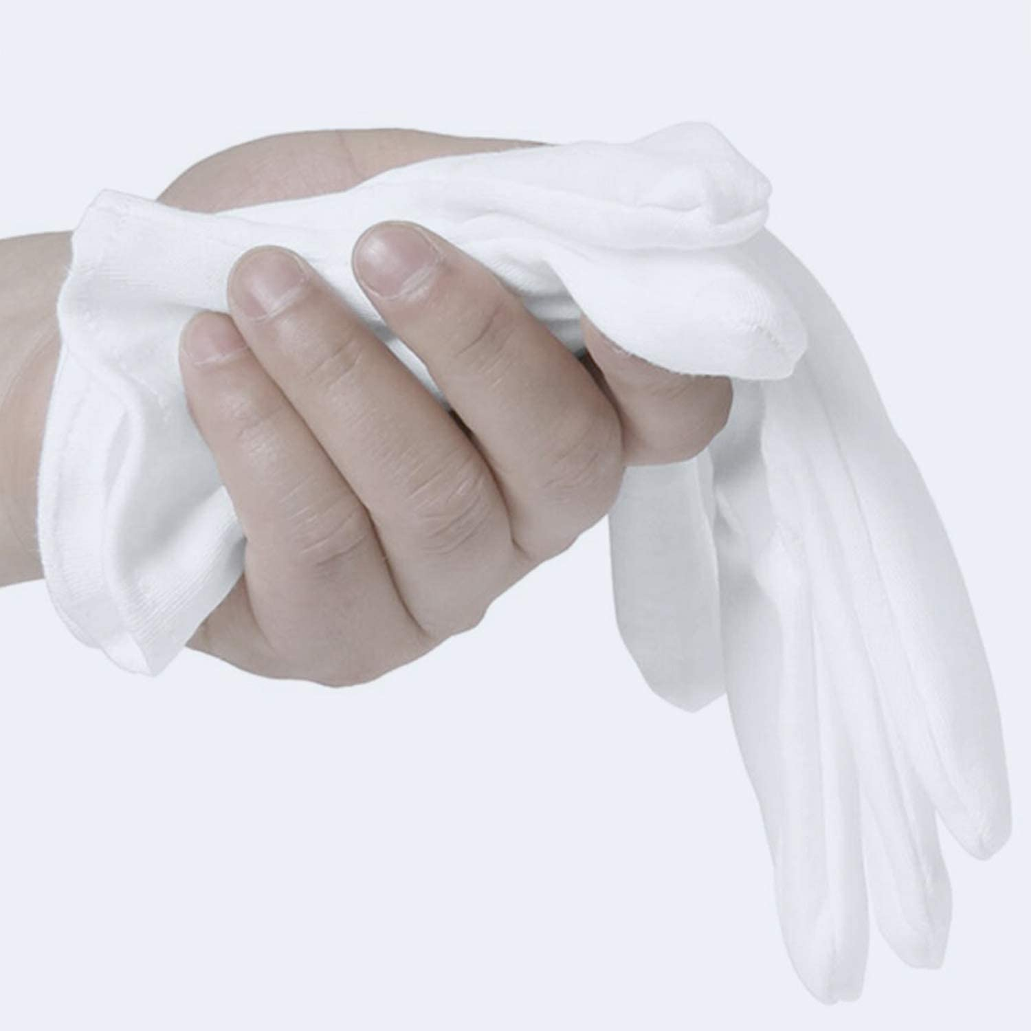 12 Pairs White Cotton Work Gloves for Serving Inspection Costume - Cloth Gloves for Dry Hands Eczema SPA Moisturizing image number 3