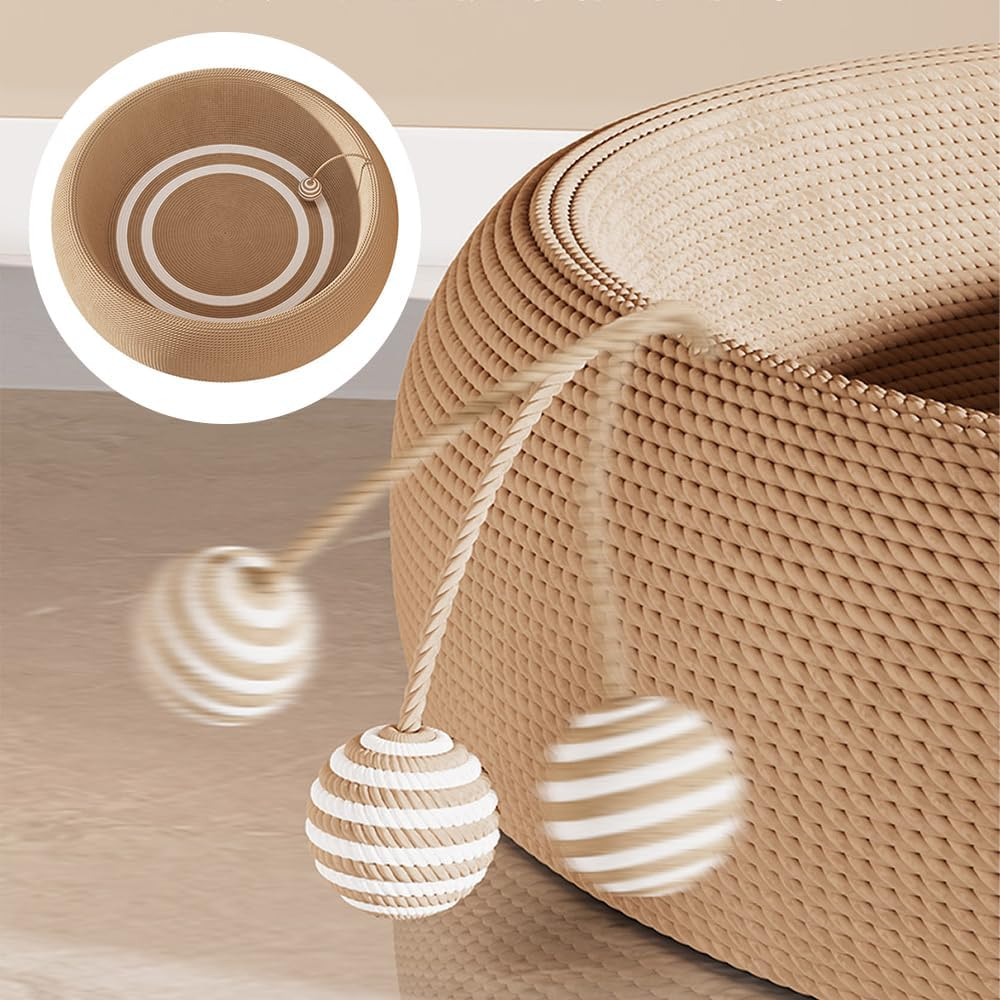 Large Sisal Cat Bed with Playing Ball, Durable & Eco-Friendly Pet Lounger, Multi-Functional Cat Scratcher & Resting Spot, Non-Shedding, Anti-Slip Design for Home, School & Apartment image number 1
