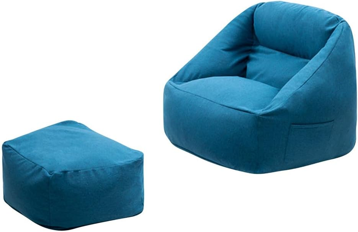 Viviendo Bean Bag Chair Cover (No Filler) for Kids and Adults with Armrest and Ottoman, Stuffable Storage Bag with Zipper, Soft Comfy Extra Large Bean Bag Chair Lazy Lounger Floor Sofa Blue