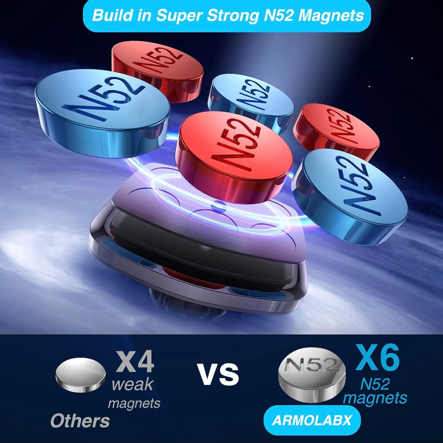 Magnetic Phone Mount Holder, [12 Super Magnets] Dual Gym Phone Holder, [Pocket Size] Double Sided for Gym Attach to Any Metal Surface Compatible with All Phones image number 1