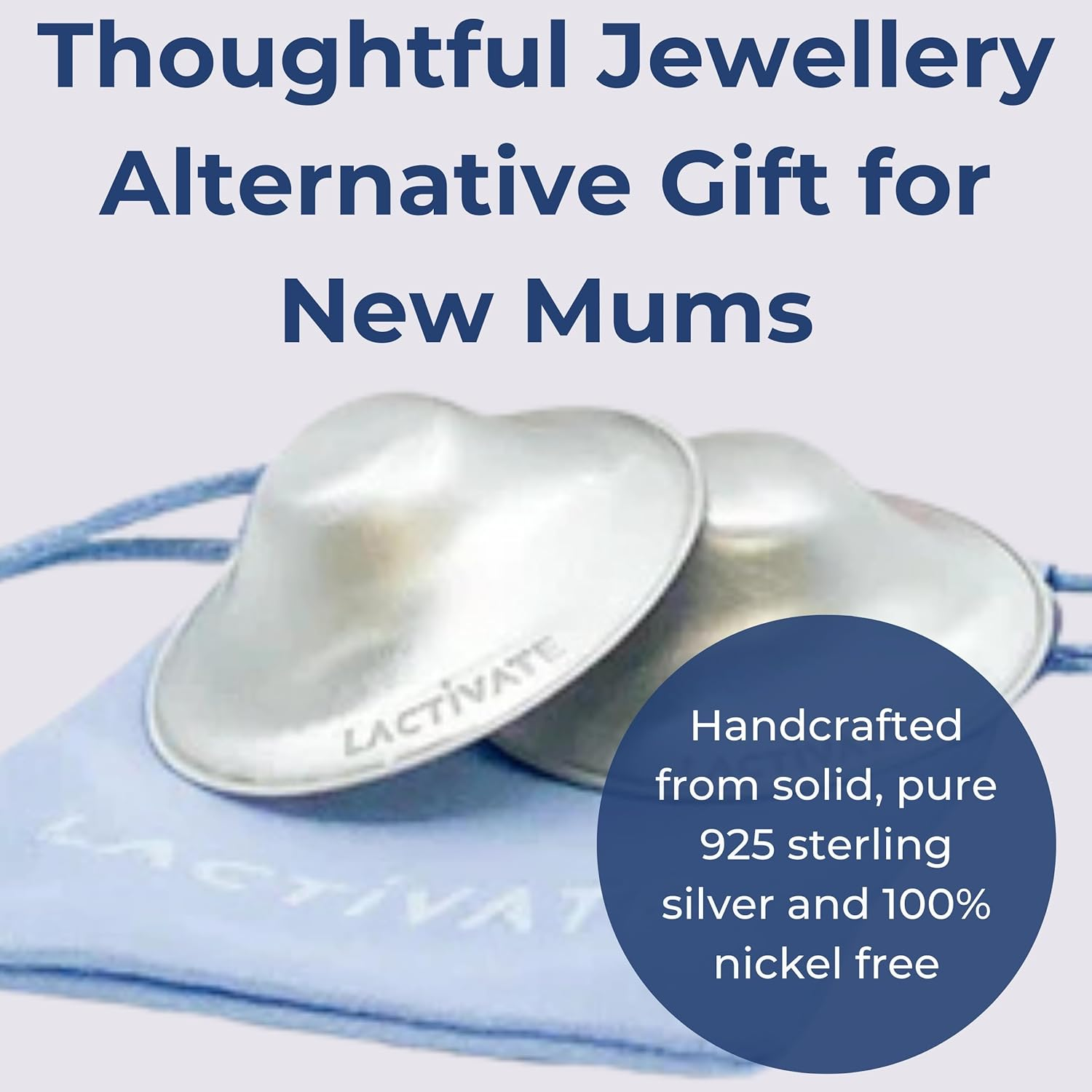 Lactivate Silver Nursing Cups S/M 45Mm &ndash; Pure Solid 925 Sterling Silver Nipple Shield for Breastfeeding &ndash; Soothe Sore, Cracked Nipples &ndash; Set of Two Breast Shields in a Soft Storage Pouch image number 3
